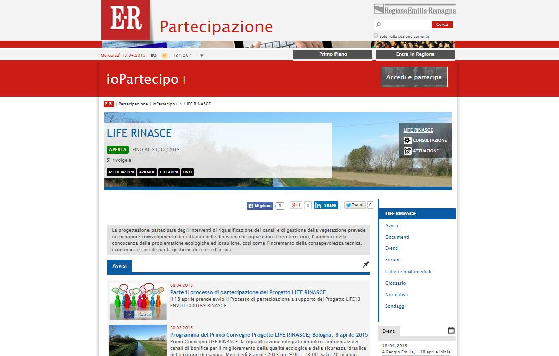 La Piazza LIFERINASCE su IoPartecipo+ per promuovere la partecipazione on line
