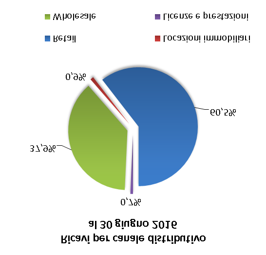 Ricavi per categoria merceologica al 30 giugno 2016 (In migliaia di Euro) 2016 Semestre chiuso al