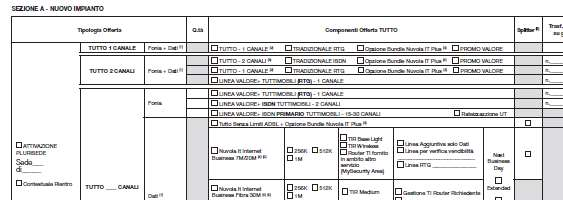 Modulo Impresa Semplice (es. Cliente Monosede) CASO TUTTO 1 CANALE (ADSL/FIBRA BASE) + OPZ.