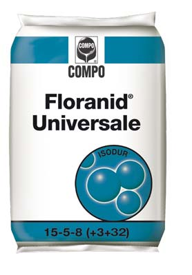 30% Floranid Universale SACCO DA Floranid Universale 15% Azoto (N totale 1,0% Azoto nitrico 9,5% Azoto ammoniacale 4,5% Azoto a lento rilascio (ISODUR 5% Anidride fosforica (P 2 O 5 solubile in
