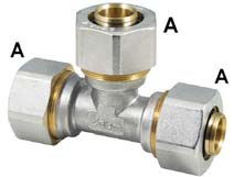 RACCORDI A STRINGERE PER DISTRIBUZIONE IDROTERMICA.32 93 Raccordo a stringere per tubo multistrato. Corpo e dado in ottone nichelato Ghiera stringitubo in ottone Guarnizioni di tenuta in EPDM Mis.