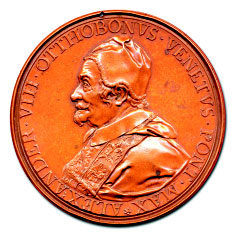 153. Alessandro VIII, br., mm. 64 gr. 69,0, 1700, di Ferdinand de Saint Urbain, R/ il monumento funebre di Alessandro VIII, R.Z. 358, Mis.