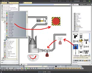 La programmazione ad oggetti consente le tecniche di drag & drop per l inserimento di simboli ed oggetti e l assegnazione dei Tags. La configurabilità avviene tramite la finestra delle proprietà.