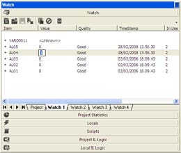 Debug delle Logiche Il debugger consente di visualizzare i programmi logici (Logica IL o script VBA) visualizzando lo stato variabili e i risultati in real-time.