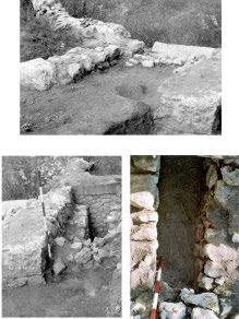 106 DÉNES GABLER, FERENC REDŐ fig. 7 San Potito. In alto: tamponatura tra i muri del Westwerk con la soglia romana riutilizzata nella chiesa medievale. In basso, l ossario addossato posteriormente.