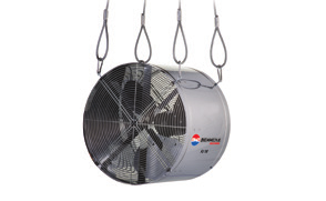 FJ - VENTILATORI ASSIALI / AXIAL FANS Struttura interna ed esterna in acciaio INOX Motore IP 44 con protezione termica Ventola a sei pale in Alluminio Ganci di sospensione Doppia rete di protezione