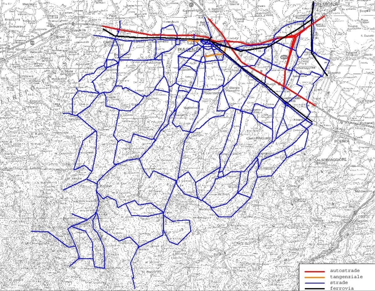 flussogramma della rete stradale della