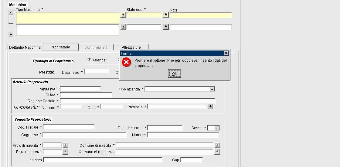 5.7.2 Macchine / Proprietà e Comproprietà Nel caso di macchina in affitto o in