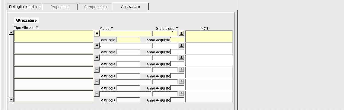 5.7.3 Attrezzature Nella pagina dovranno essere indicate le informazioni relative alla dotazione di attrezzature dell azienda.