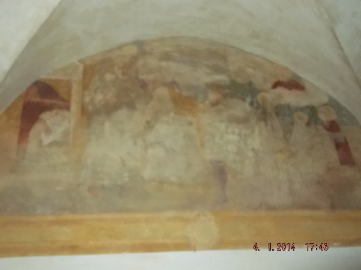 Gli affreschi Il 1^ affresco rappresenta la tentazione a San Francesco della donna.