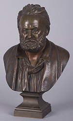 417 417 Jean Bulio (1827-1911). Busto di filosofo. Fusione in bronzo brunito firmata sul retro. Iscrizione sul fronte con dedica degli studenti di retorica del liceo di Havre. Alt.