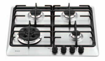 regulated independently with a single knob - Cast iron pan supports with coordinated burner caps and knobs - AV Electronic ingnition and safety valves - Built-in plan C 23 VG 59 AV AV inox