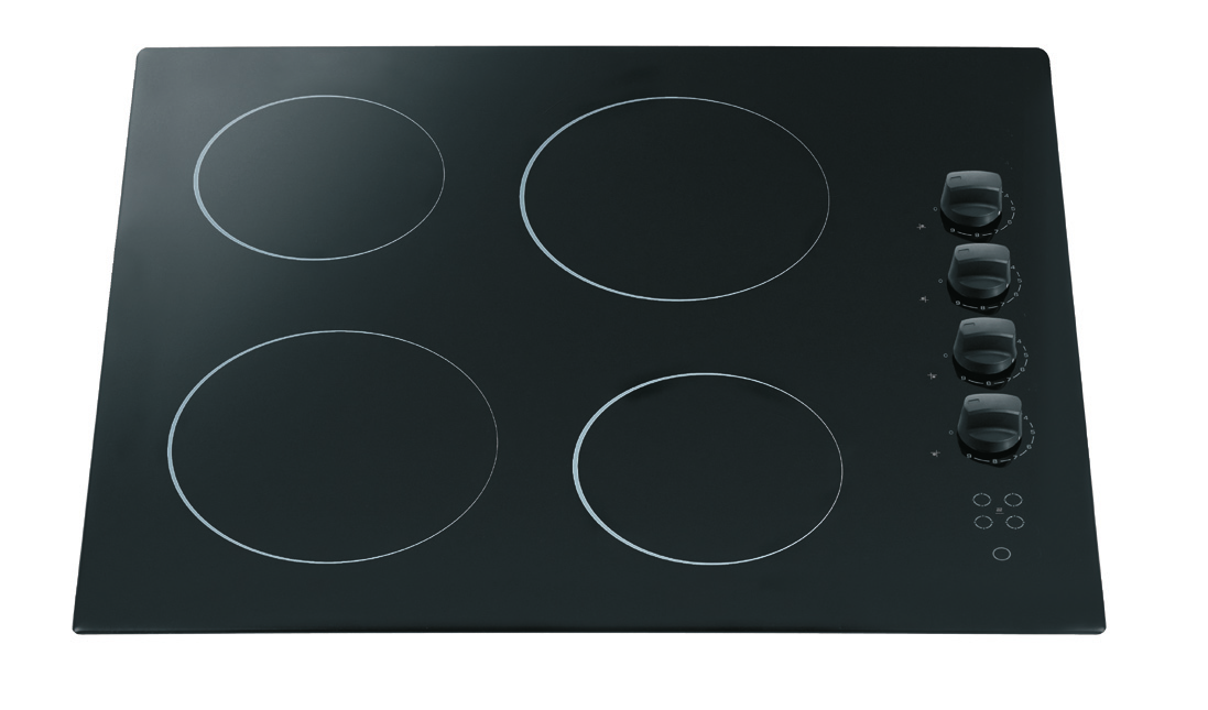 22 4 zone electric ceramic hob - Touch control operation - Instruction confirmation tone - 4 Hi Speed zones - Adjustable power to 9 levels - Time limit security system - Security thermostat in each