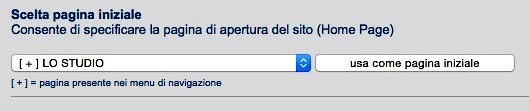 Con la voce Scelta pagina iniziale è possibile scegliere la pagina di apertura del nostro sito internet (Home Page).