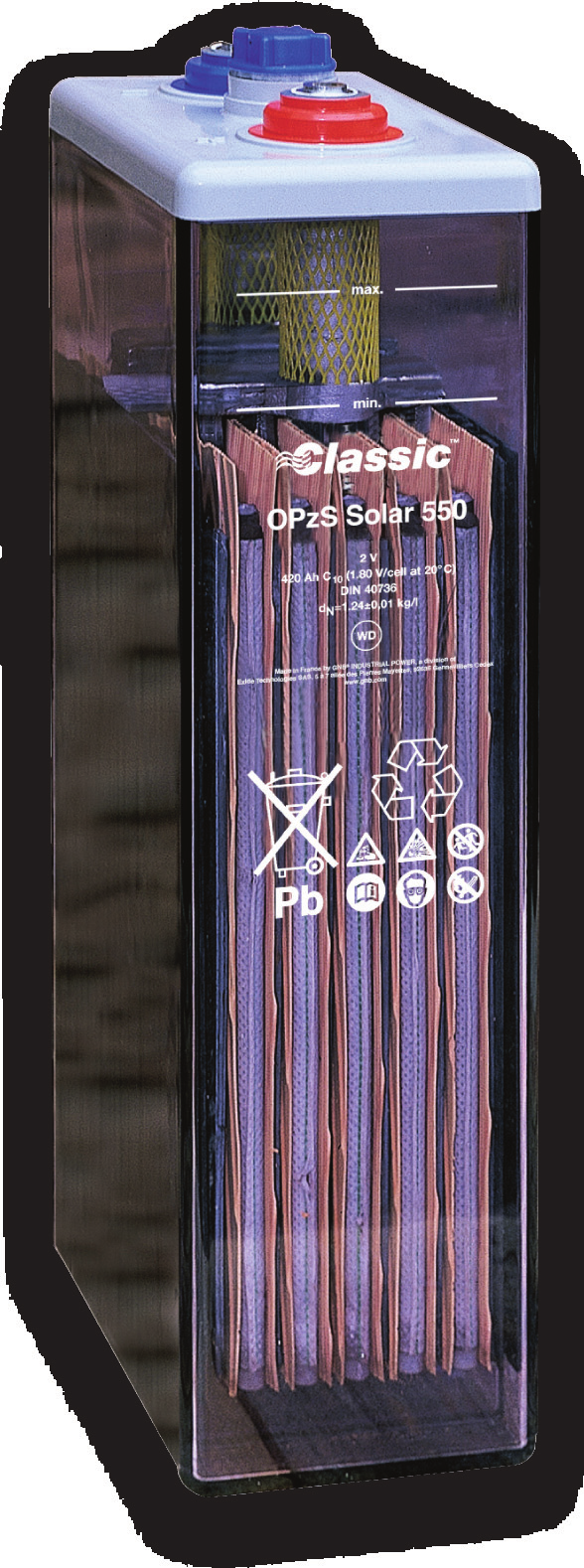 Classic Solar OPzS Stoccaggio di energia per applicazioni di eccezionale potenza Classic gamma Solar OPzS soluzione ideale per applicazioni di media e grande potenza.