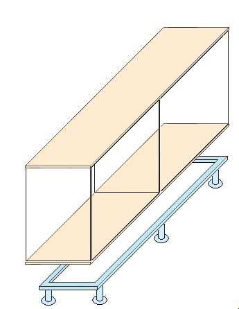 Mood 15 MX21 Top e sottobase con telaio e piedini per 1 contenitore Top and base with feets for 1 cabinet 153,00 cm. 90x47 N. 3 Kg. 00 Mc.