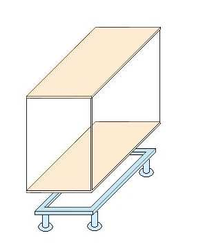 0,12 MX23 Top e sottobase con telaio e piedini per 3 contenitori Top and base with feets for 3 cabinets 305,00 cm. 270x47 N. 3 Kg. 00 Mc.