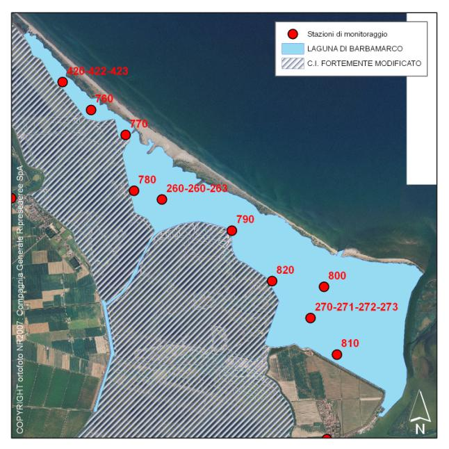 Figura 2 Le Acque di transizione del Veneto (mappe di dettaglio) dall alto verso il basso: lagune di