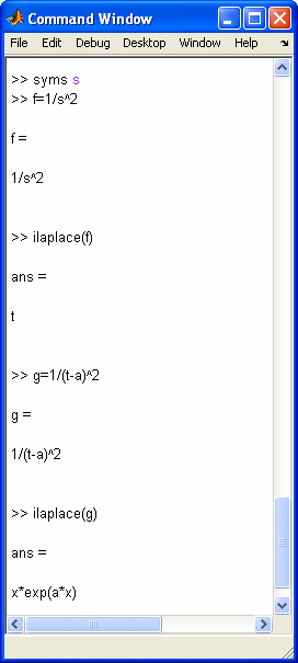La funzione ilaplace calcola la trasformata inversa di Laplace di un espressione simbolica.