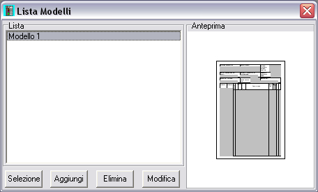 STRAT 9.0 Colonne Stratigrafiche 6.5 Lista modelli Tramite il comando Lista modelli è possibile accedere alla finestra, riportata in figura, della lista dei modelli presenti nell archivio.