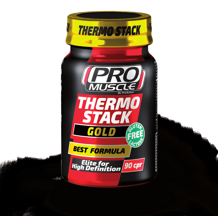 THERMO STACK CONTROLLO DEL PESO DEFINIZIONE Elite for high definition BEST FORMULA L A C T O S E ThermoStack GOLD è un potente integratore in compresse a base di L-tirosina, beta carotene e iodio con