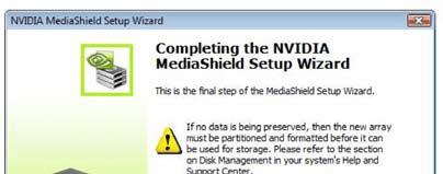 Scatti NEXT per confermare che acconsentite ad usare le regolazioni di difetto per le configurazioni di RAID. Scatti Finisca per completare i punti di Gerari gli allineamenti di RAID. C.