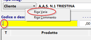 Inserire le righe che comporranno la fattura utilizzando la Riga