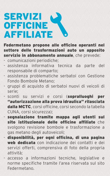 COMPARTI FEDERMETANO: SERVIZI OFFICINE AFFILIATE Per potere essere competitivi nelle iniziative utili per il settore, è fondamentale unirsi per contare di più.