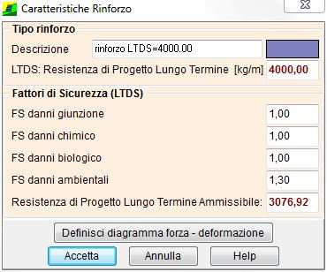 5.6.1. Caraerisiche rinforzo È possibile accedere alla finesra Caraerisiche Rinforzo cliccando sui pulsani Aggiungi e Modifica della finesra Elenco ipologie rinforzi.