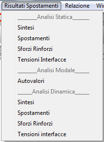 11. Menu Risulai modello (Analisi Saica e Dinamica) 11.1. Sinesi Analisi Saica La abella ripora una sinesi dei risulai oenui con l analisi saica.