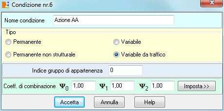 13.1.5.1. Specifiche condizione di carico Nella finesra è possibile definire per la condizione: il Nome.