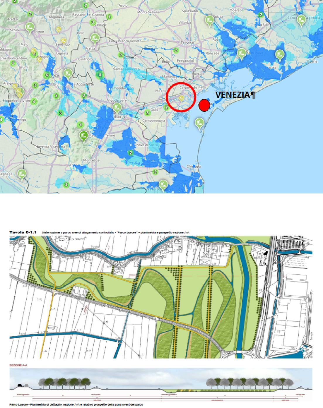 VENETO - INTERVENTI SULLA RETE IDRAULICA DEL BACINO LUSORE Completamento del corridoio ecologico di transizione fra area agricola e area industriale di Porto Marghera.