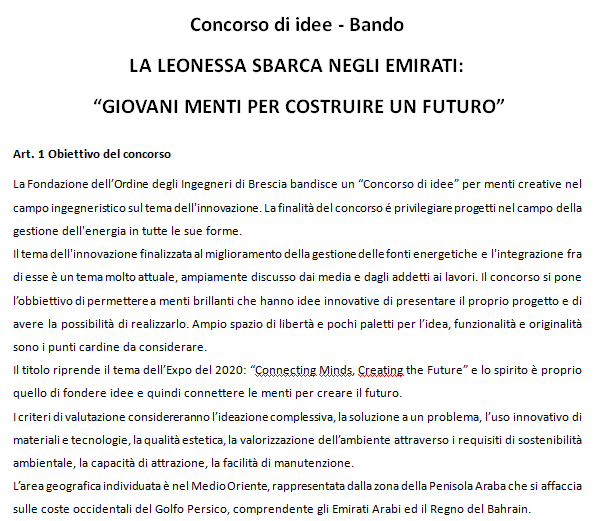 INCONTRI PUBBLICAZIONE CONCORSO