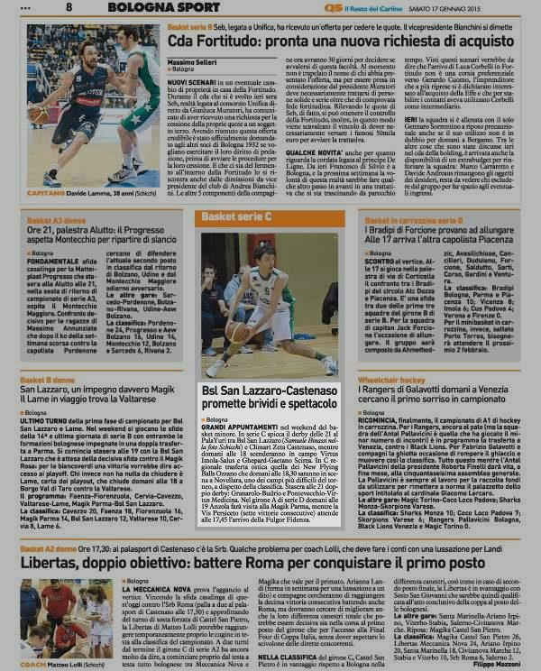 Pagina 8 Il Resto del Carlino (ed. Bologna) Sport Bsl San Lazzaro Castenasopromette brividi e spettacolo Bologna GRANDI APPUNTAMENTI nel weekend del basket minore.