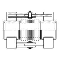 192 Compensatori a snodo semplice SM a saldare PN25 Gruppo 1612 Compensatori di dilatazione a snodo semplice a parete multipla a saldare con convogliatore PN 25. Disponibili su richiesta dopo ns.