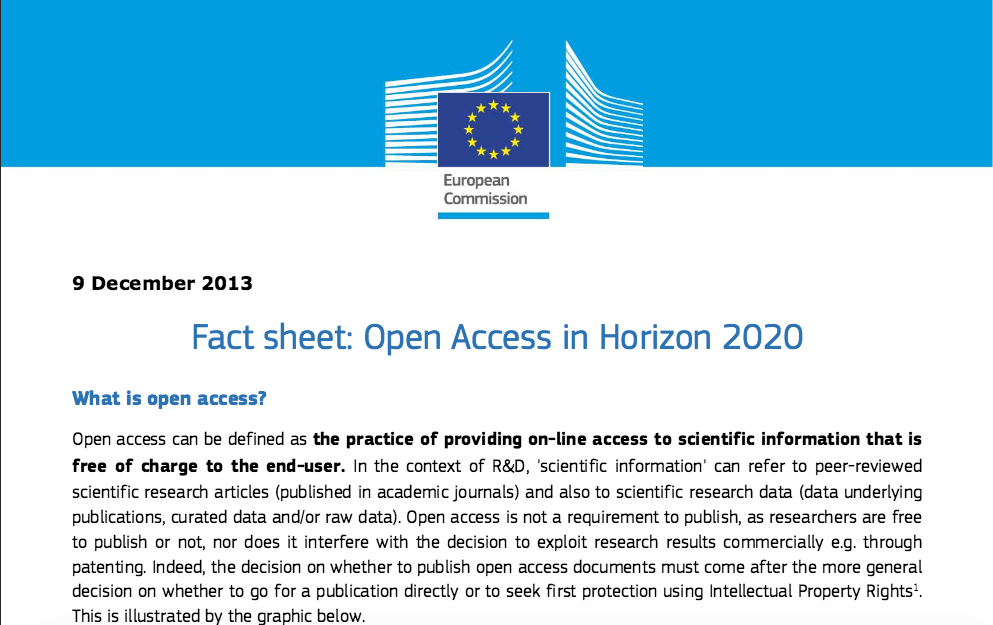 EUROPA: OPEN ACCESS IN H2020 http://ec.europa.