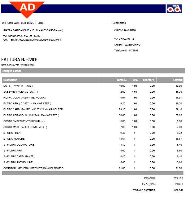 DOCUMENTO FISCALE Documento Fiscale A fine tagliando si deve rilasciare al cliente un documento fiscale (fattura o ricevuta fiscale) relativo al lavoro svolto in cui devono essere indicati: 1.