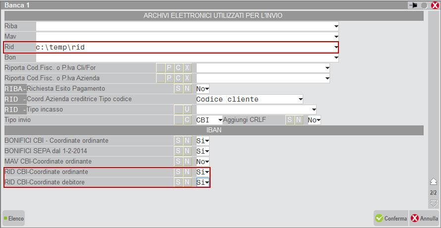 Nella seconda pagina: impostare i dati relativi all archivio elettronico, ovvero il percorso in locale su cui si vuole salvare il file da presentare in banca.