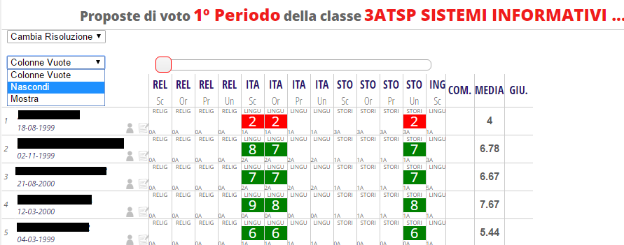 Dal menu generale del registro è necessario entrare in SCRUTINIO