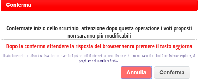 Per garantire la correttezza delle operazioni (= tutto quello che è fatto prima viene registrato come azione del singolo docente, tutto quello fatto dopo questa conferma è frutto di decisione del