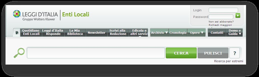 Nel sistema Leggi d Italia per gli Enti Locali è possibile effettuare ricerche su differenti tipi di documenti contemporaneamente: ad esempio con una sola ricerca è possibile trovare tutti i