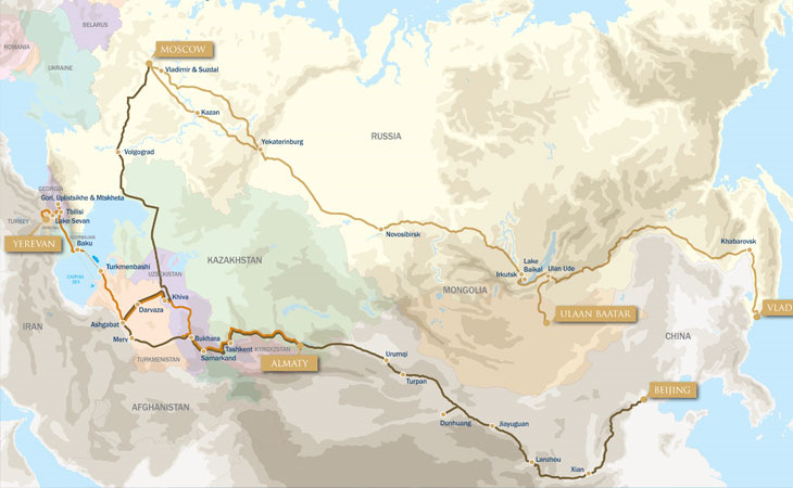 THE GOLDEN EAGLE TRANS-SIBERIAN EXPRESS La rotta classica 16 giorni Vladivostok - Mosca Indubbiamente il più grande viaggio in treno del mondo, la ferrovia della Transiberiana, corre con un nastro d