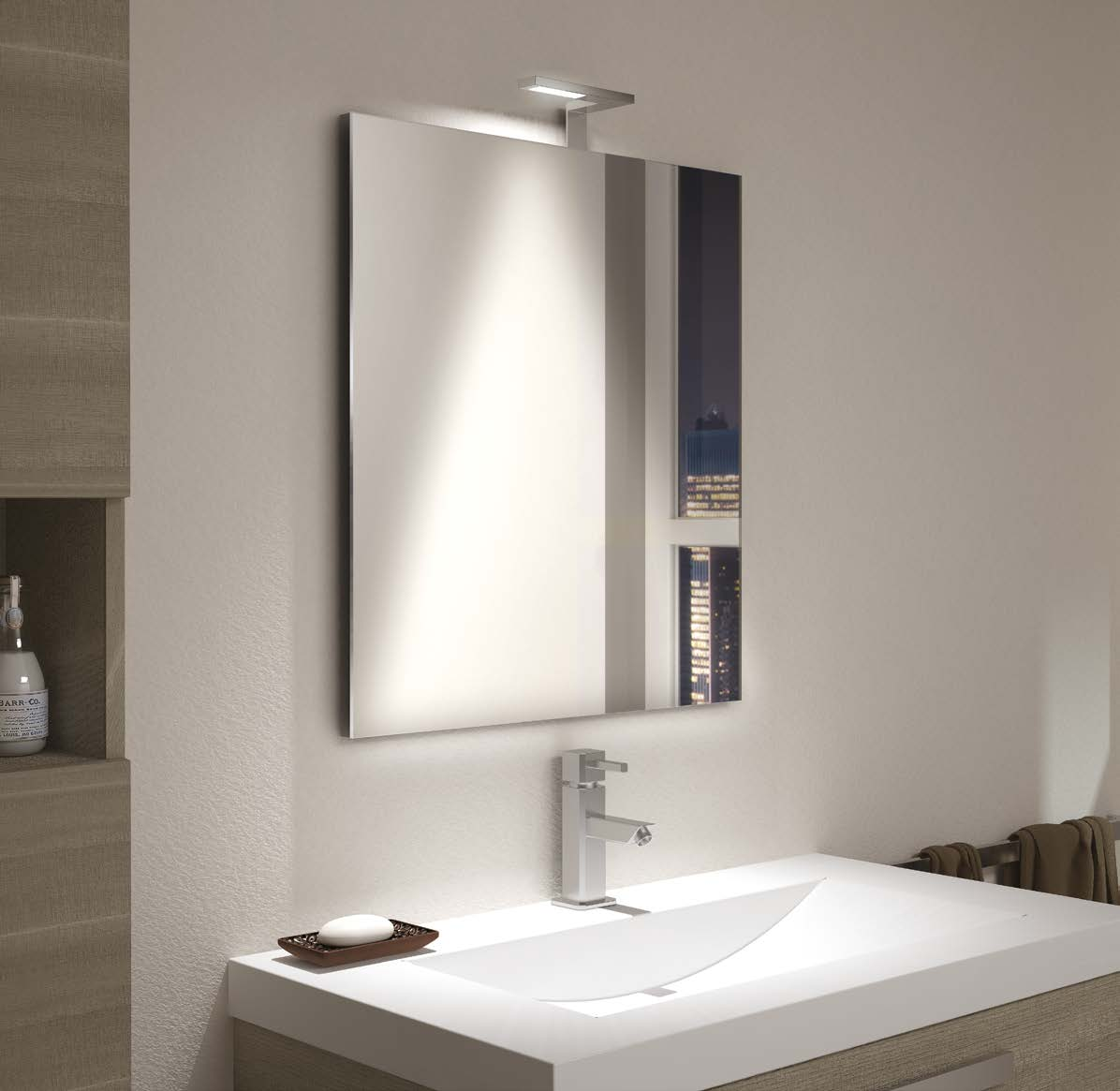 30 K-1 K-1 design DOMUS Line Applique per specchiera da bagno per illuminazione di accento Materiali: lega metallica Finiture: cromo lucido Sorgente luminosa: modulo LED COB Tipo di applicazione: