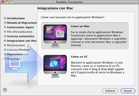 Lavorare con Parallels Transporter 34 Come un PC: Windows verrà eseguito in una finestra separata ed i file del Mac non saranno condivisi con Windows, ma sarai in grado di trascinare file tra i