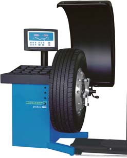 Equilibratrici ruote geodyna 980L Opzioni: Sollevatore pneumatico Kit di centraggio Equilibratrice digitale per ruote da autocarro Inserimento semiautomatico della distanza e del diametro del