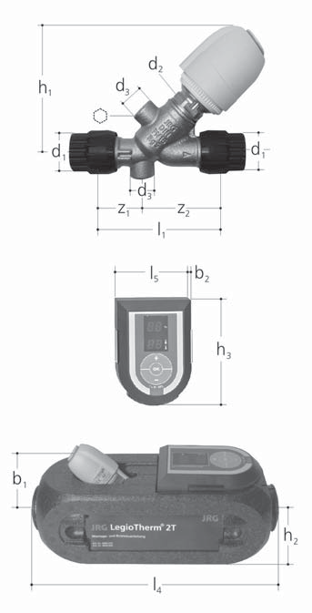 JRG LegioTherm 2T, PN 10, MT Per circuiti d acqua calda, con attuatore termoelettrico compreso controllore ed isolamento termico, con collegamento su JRG Sanipex MT, attacco filettato per valvola di