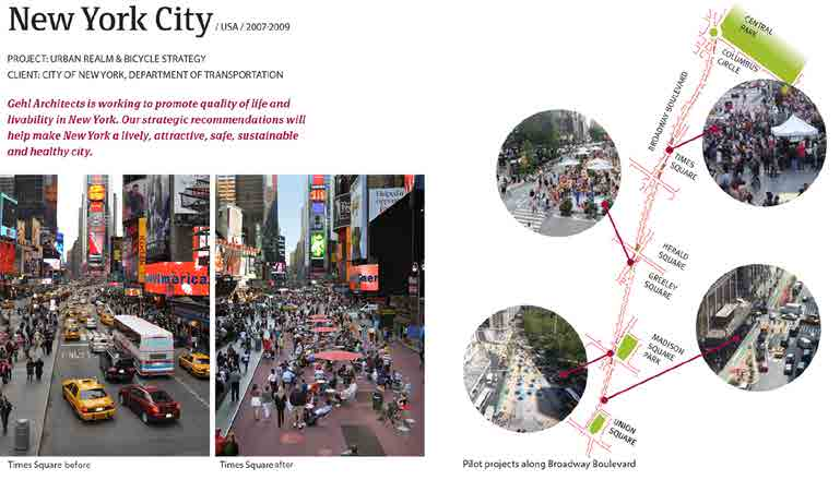 Fig.1_ Urban Realm and Bike Strategy, City of Newyork, 2007-2009, Gehl Architects alle persone. Ormai le strade sono il luogo del flusso di veicoli e le persone non vi si trovano a loro agio.