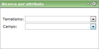 Ricerca per attributo Ricerca incendi Figura 5 Utilità di Ricerca L Utente può procedere nella ricerca selezionando, con il tasto sinistro del mouse, il pulsante Ricerca per attributo.