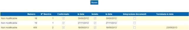 Nell esempio di seguito riportato risulta che l attestazione n 5 è stata trasmessa in data 09/01/2014 e quindi non può essere modificata; l attestazione n 6 non risulta ancora inviata, in quanto è