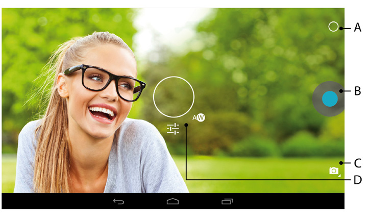 16) Utilizzo della fotocamera Nel menu Applikation o nella barra di avvio veloce toccare l'icona della fotocamera.